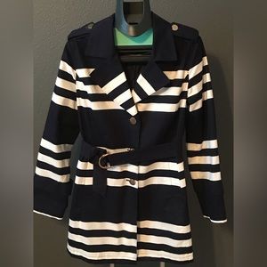 Navy and white striped jacket